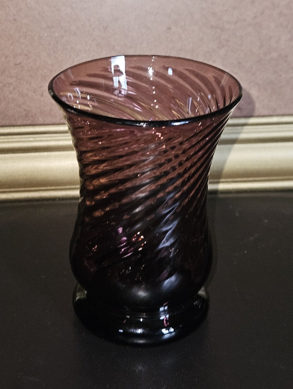 Vintage Swirled Amethyst Glass Vase